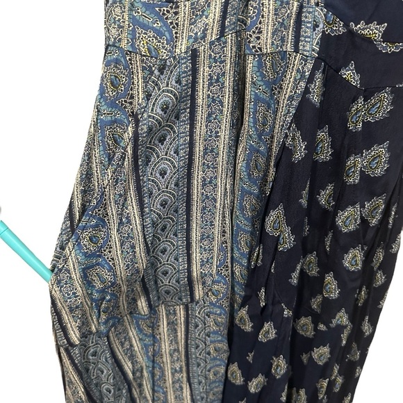 Anthropologie Maeve Eclipsed Midi Dress Stripe Paisley Mixed Print Blue Size 4 - Picture 6 of 12